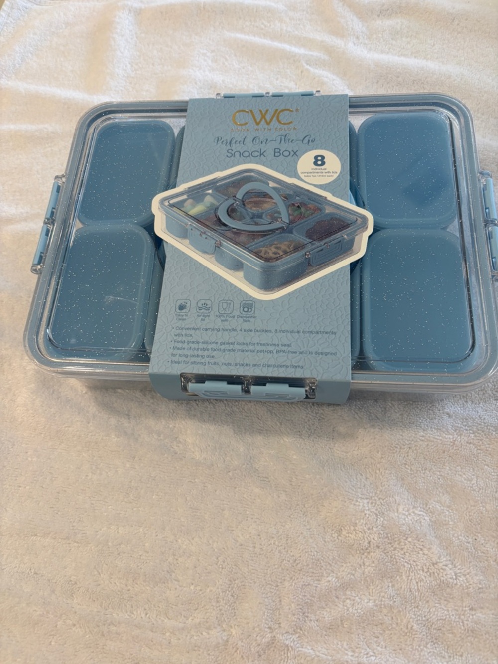 Cook With Color (CWC) - Blue Perfect On-The-Go Snack Box - 8 Compartments. NWT - Picture 2 of 7